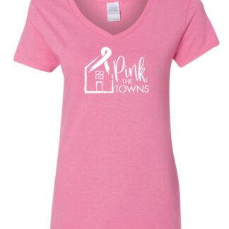 Pink the Towns Ladies V-Neck Pink T-Shirt